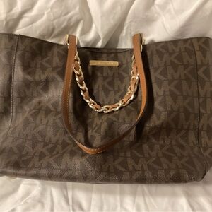 Michael Kors Brown and Gold Tote Bag